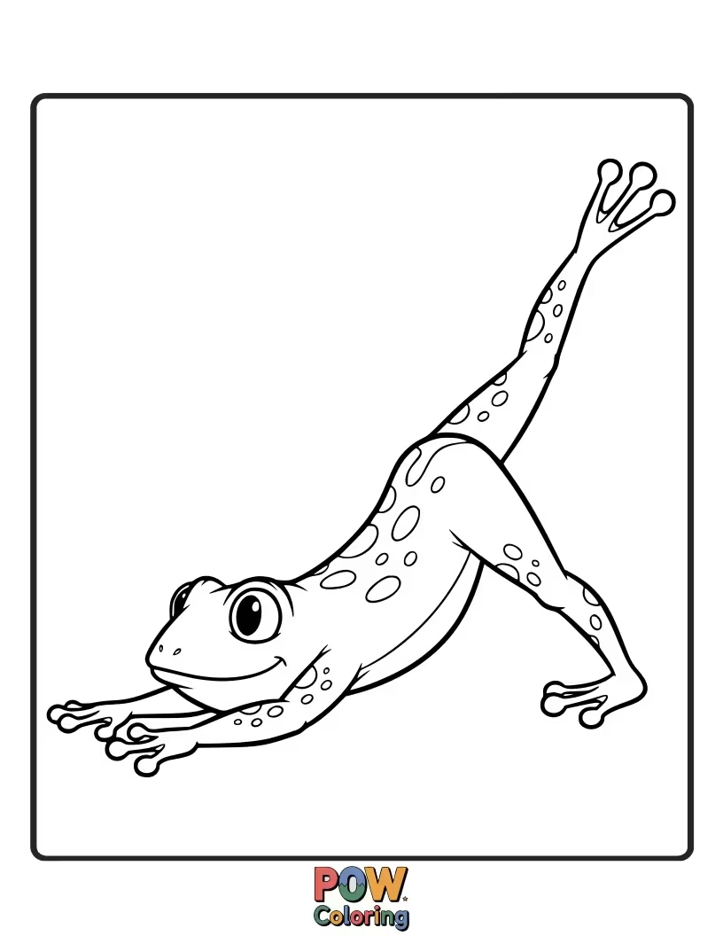 Free coloring page of Cruising with style, this energetic frog is showing off their moves on roller skates. Color this speedy amphibian in action!