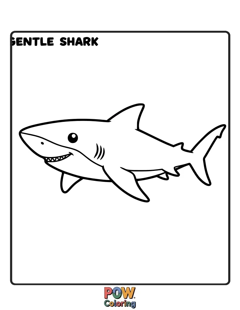 Free coloring page of A simplified, non-intimidating shark shape, encouraging young artists to explore coloring larger marine life in a fun way.