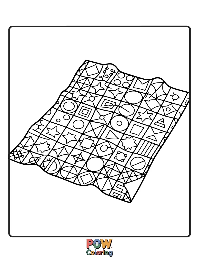 Free coloring page of Clean, modern geometric shapes arranged to form a stylish and interesting blanket.