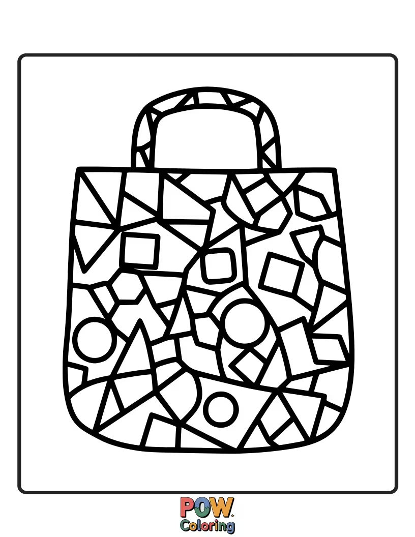 Free coloring page of Chic bags featuring bold geometric shapes and patterns, offering a modern and artistic canvas for creative designs.