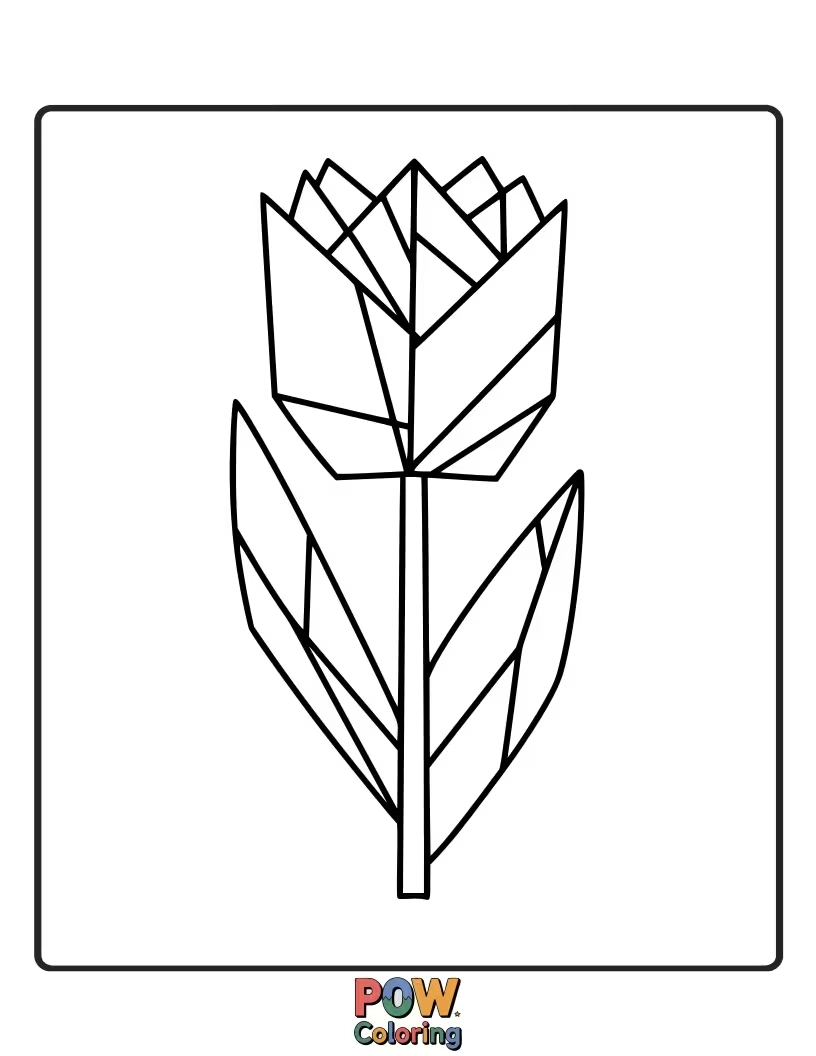 Free coloring page of A modern, geometric interpretation of tulips, using clean lines and shapes. Great for developing precision coloring skills.