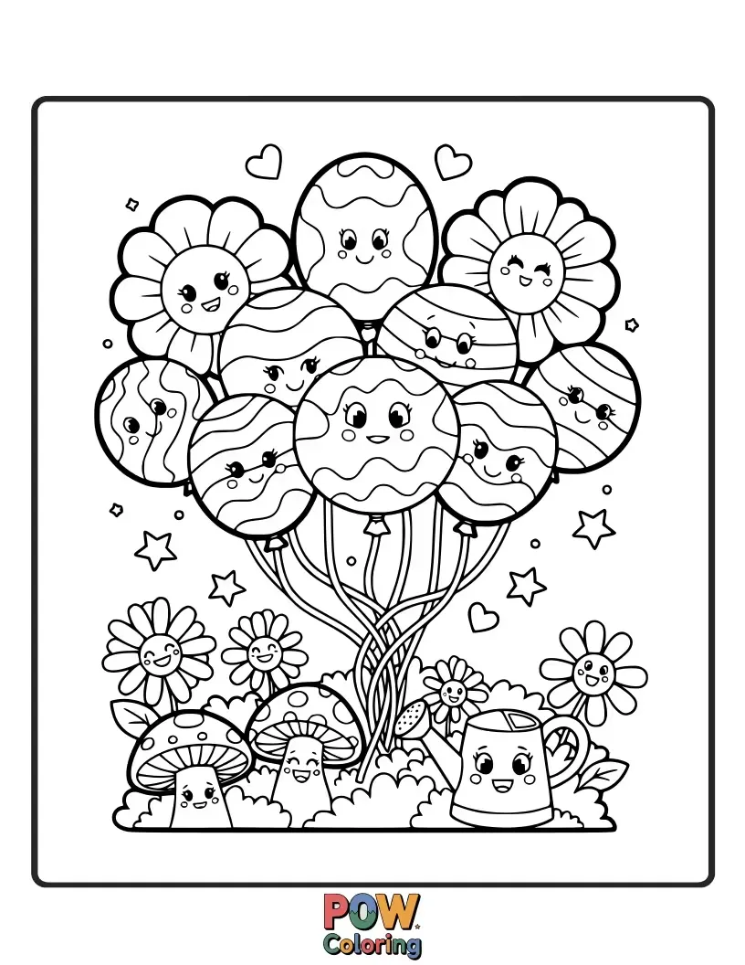 Free coloring page of Funny, wobbly hot air balloons with silly faces and mismatched patterns, providing a lighthearted coloring experience.