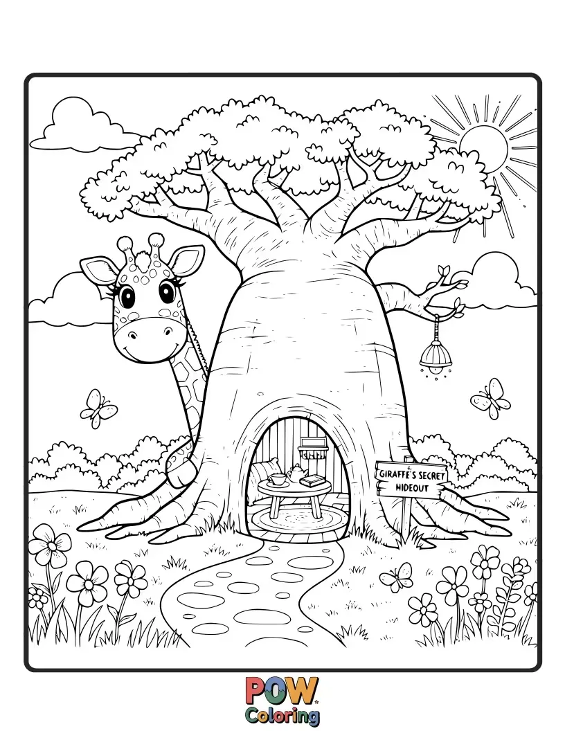 Free coloring page of A cute, fluffy bat with big, innocent eyes, wearing a tiny wizard hat and holding a glowing firefly.