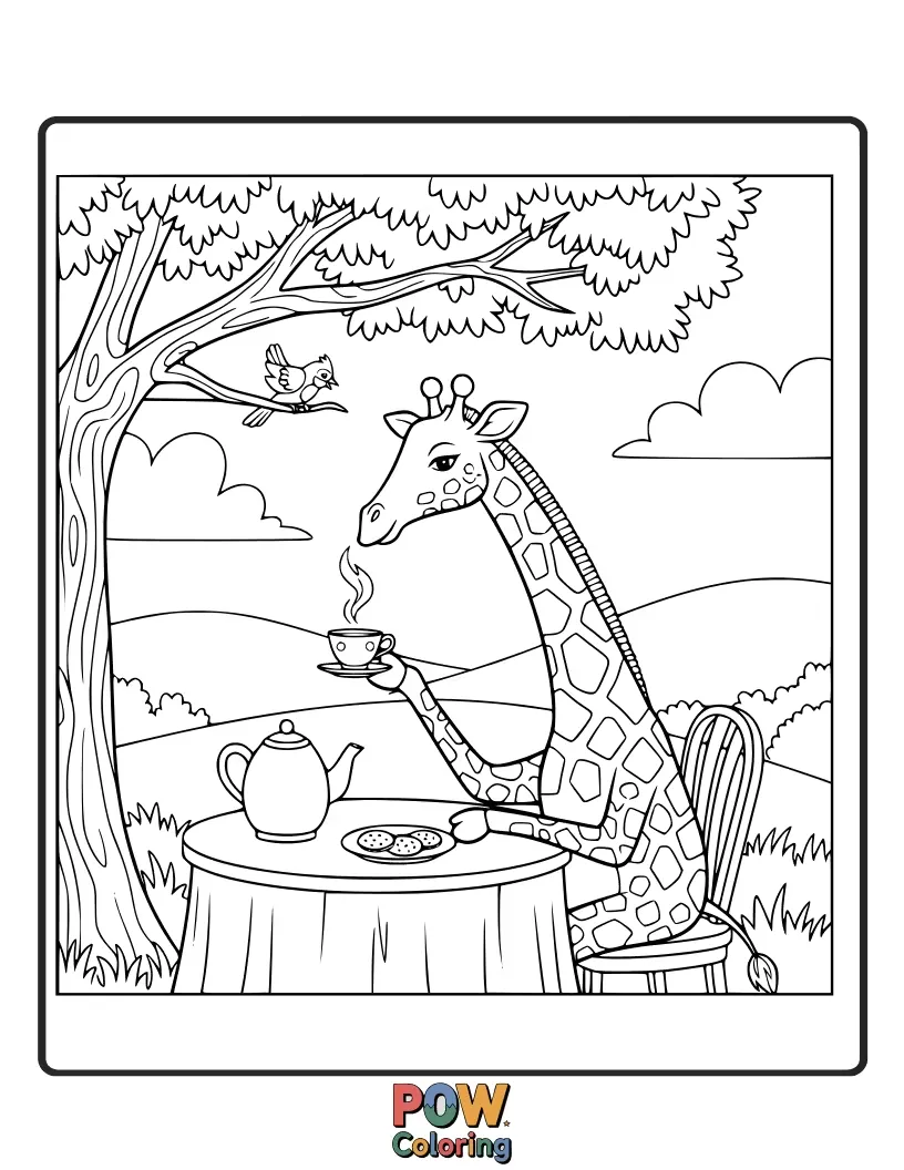 Free coloring page of A cheerful, translucent ghost wearing a bow tie, happily floating through a wall adorned with magical portraits.