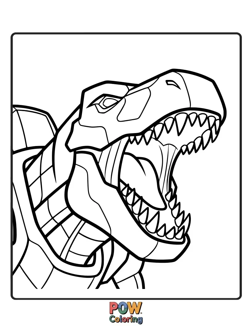 Free coloring page of Grimlock in his powerful dinosaur mode, roaring with might, a fantastic challenge for aspiring artists.