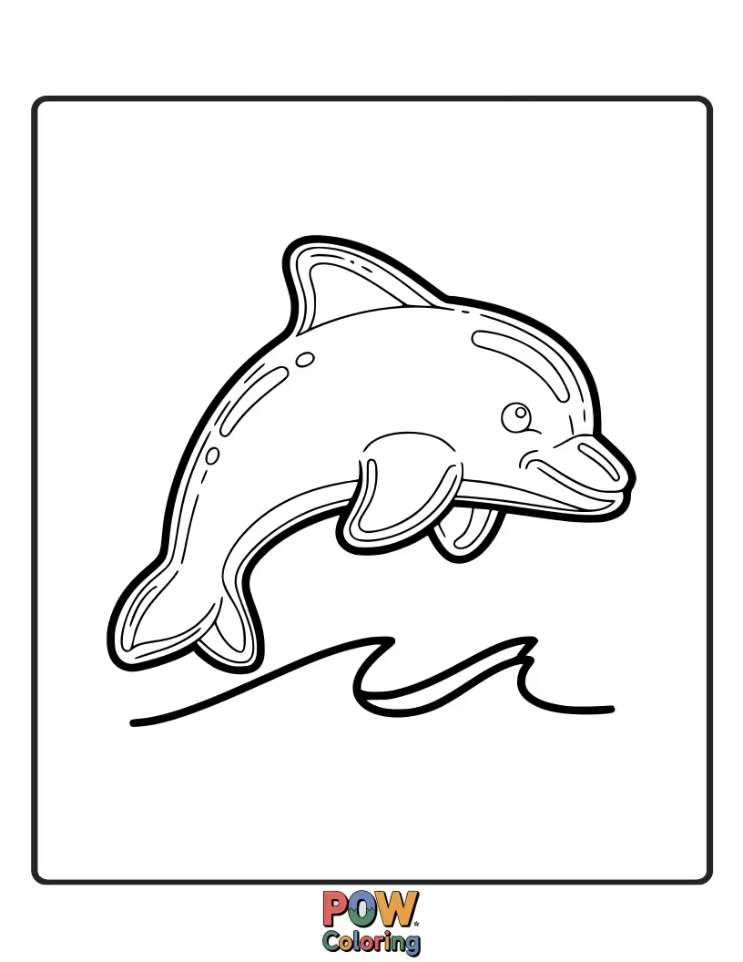 Free coloring page of A dolphin happily munching on oversized gummy bears. A sweet and silly scene.