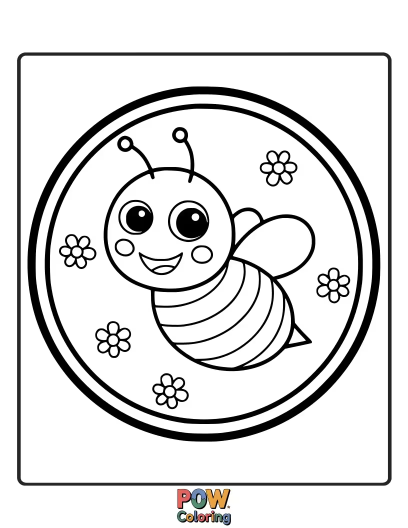 Free coloring page of A cute rug shaped like a happy, buzzing bee. Add bright yellow and black for a cheerful, sweet design.