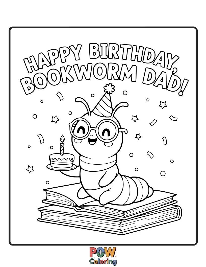 Free coloring page of A cozy dad reads a big book by a fireplace, with a stack of presents nearby.
