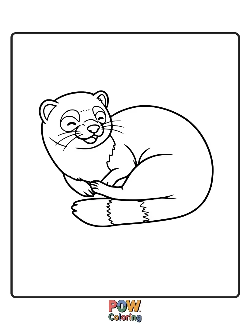 Free coloring page of A cozy ferret snoozing peacefully in a soft blanket, dreaming sweet dreams.