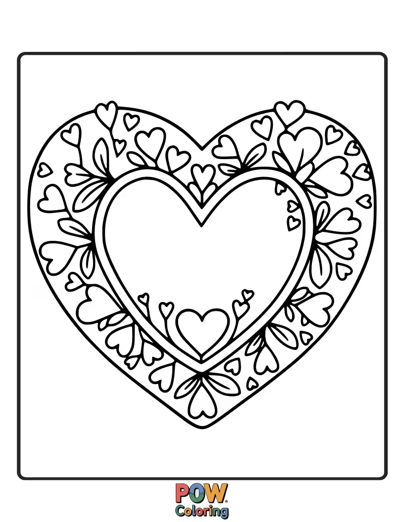 Free coloring page of A rug with a single, stylized heart shape blooming with floral accents. A beautiful and romantic addition to color.