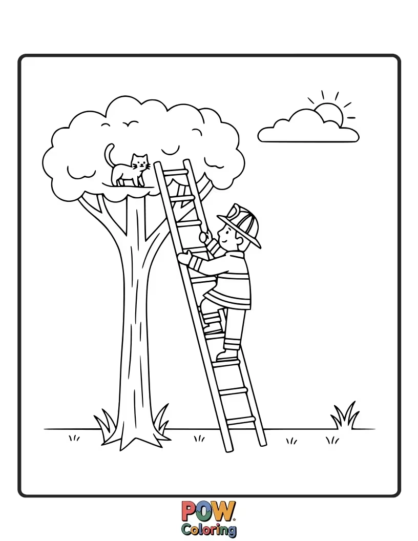 Free coloring page of A tall, extendable ladder, symbolizing reaching for the sky and helping others.A straightforward, enjoyable coloring subject.
