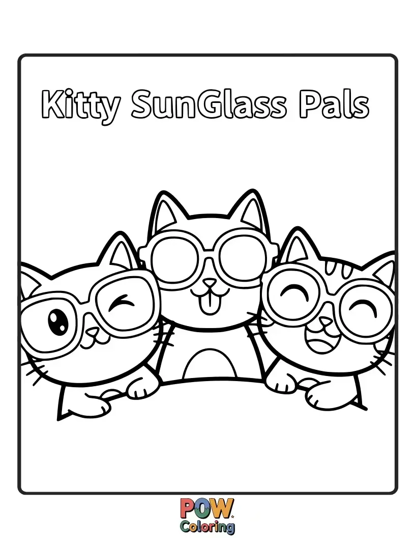 Free coloring page of Adorable kittens wearing stylish sunglasses, ready for a fun-filled day of adventure.