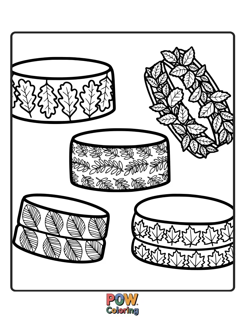 Free coloring page of Delicate leaf outlines create a beautiful and natural pattern on this bracelet. Bring the outdoors in.