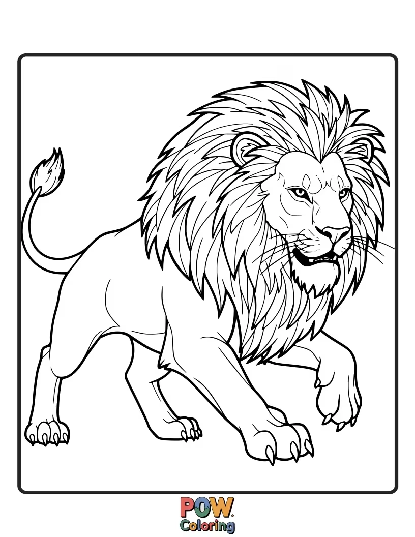 Free coloring page of A close-up of a lion's magnificent mane, with intricate strands to color.