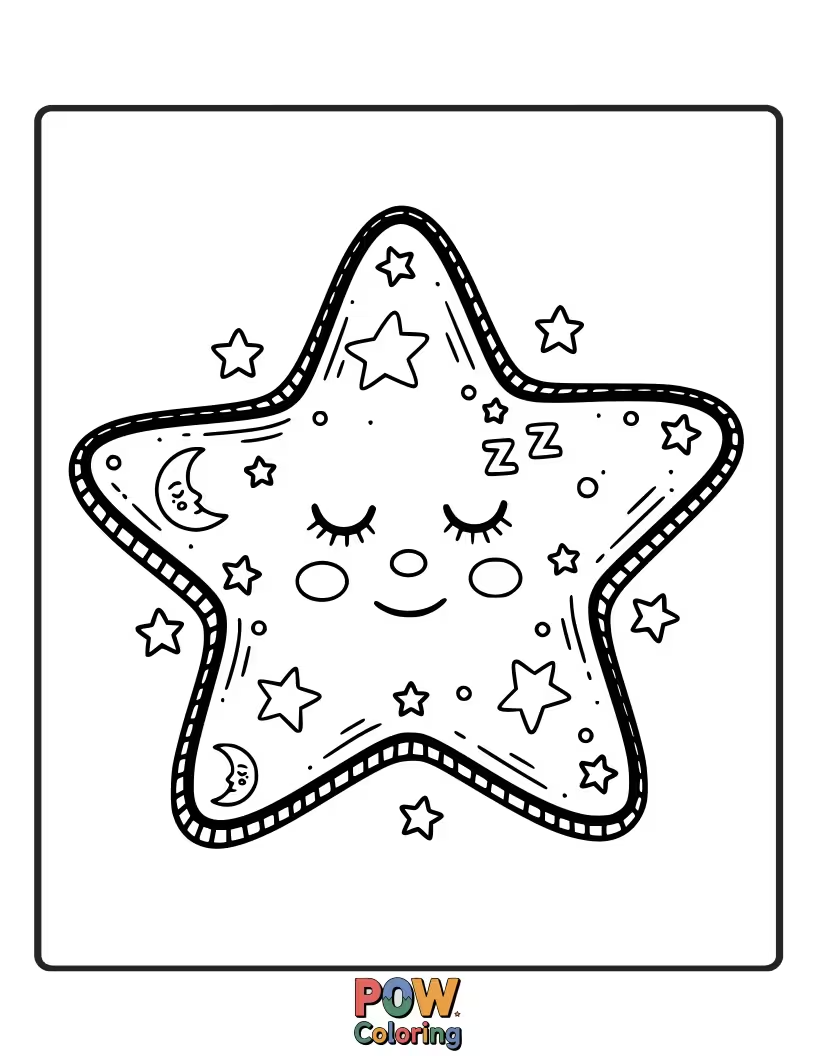 Free coloring page of A small, cozy rug adorned with a single, large, friendly star. A simple and beautiful design to brighten any space.