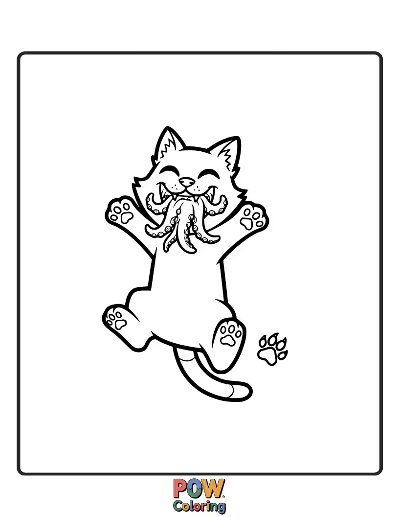 Free coloring page of Captain Marvel's iconic cat, Goose, looking majestic and fluffy in a tiny Captain Marvel uniform.