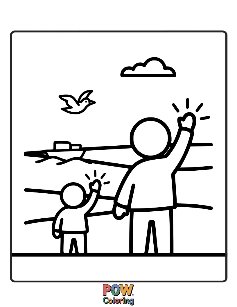Free coloring page of A super simple design of a single hand giving a friendly wave, with just a few dots for accents. Perfect for easy coloring.