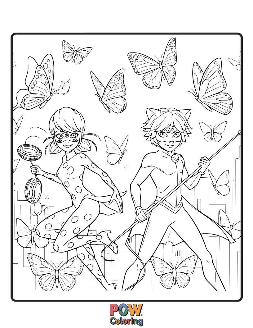 Free coloring page of A friendly butterfly lands on Hawk Moth's nose, making him sneeze uncontrollably.