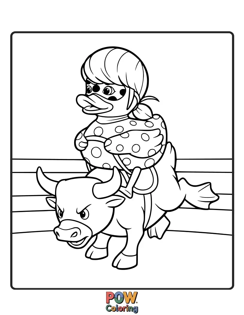 Free coloring page of Cat Noir transformed as an inflatable rubber duck through Paris.