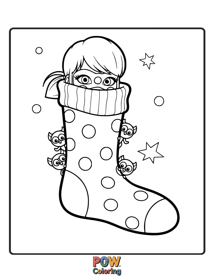 Free coloring page of Alya has collected a mountain of mismatched socks, and Nino is buried beneath them, only his head popping out.
