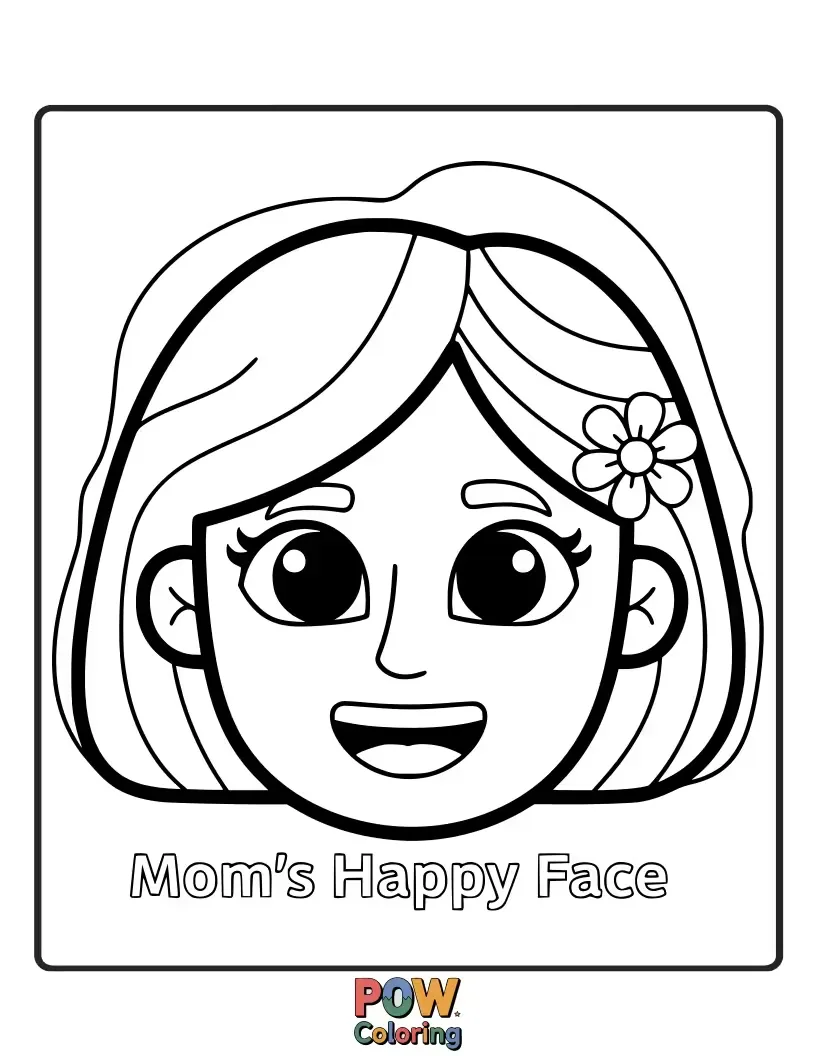Free coloring page of A large, smiling sun with a heart for a nose, representing mom's radiant and cheerful disposition. Pure sunshine and warmth.