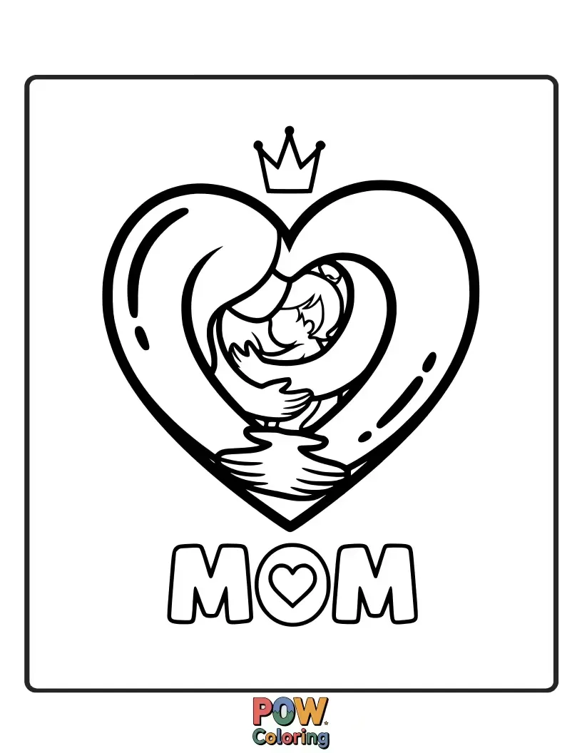 Free coloring page of A close-up of a mom's gentle hands cradling a baby or a flower. Focuses on nurturing and tender care.