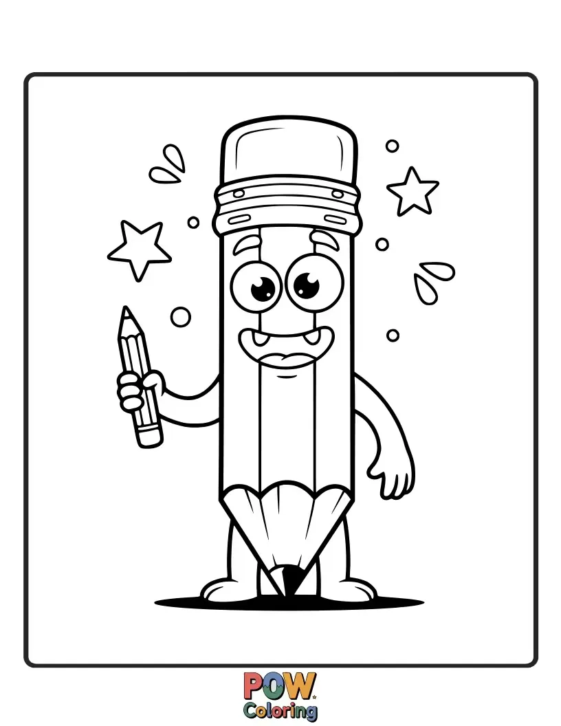 Free coloring page of A funny, one-eyed monster holding a pencil, eager to draw silly faces and create friendly monsters.