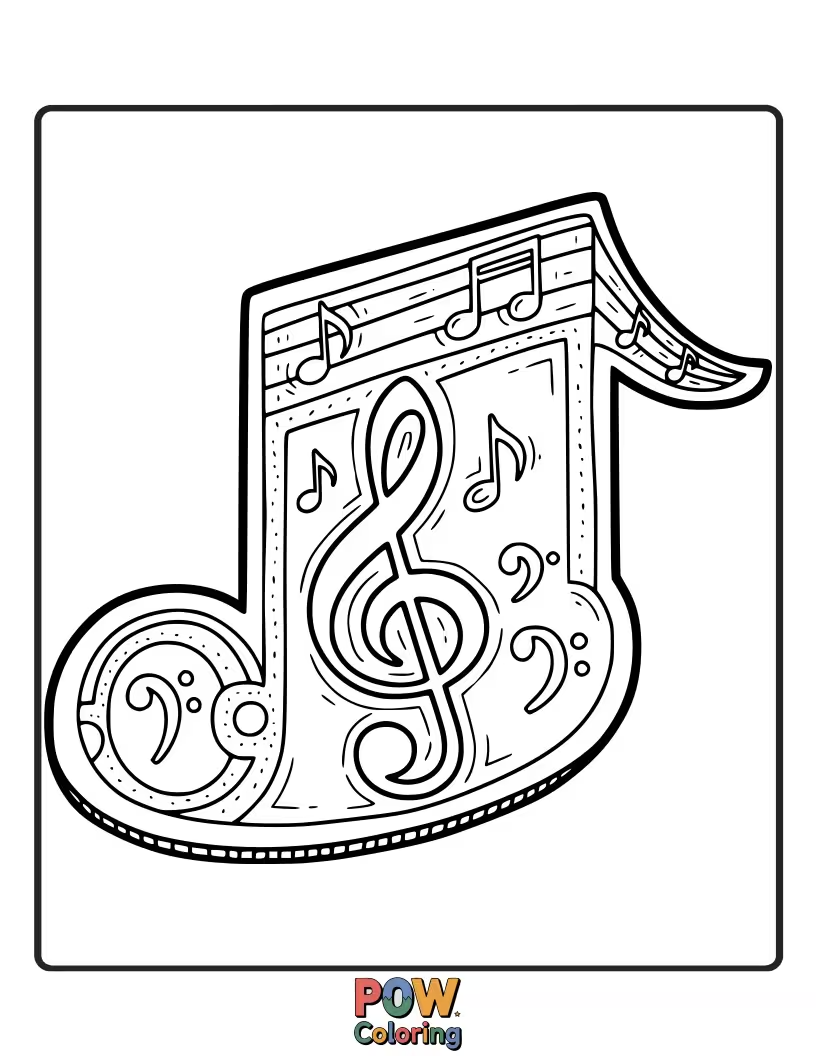 Free coloring page of A rug adorned with a simple, elegant music note. A beautiful and creative design for music lovers.
