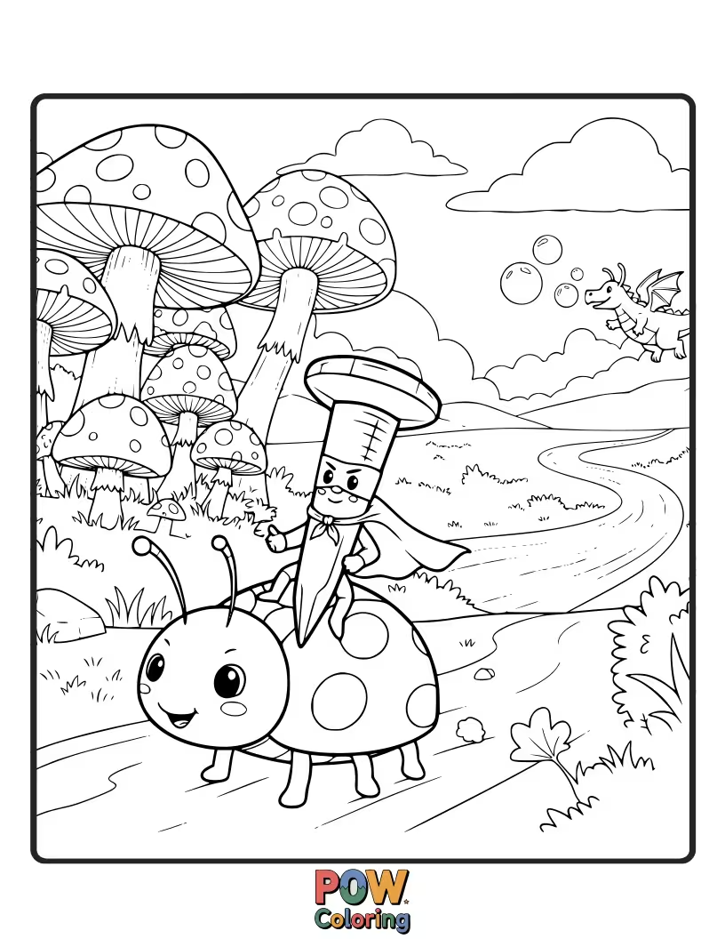 Free coloring page of A small, brave nail setting out on an adventure to build a birdhouse.