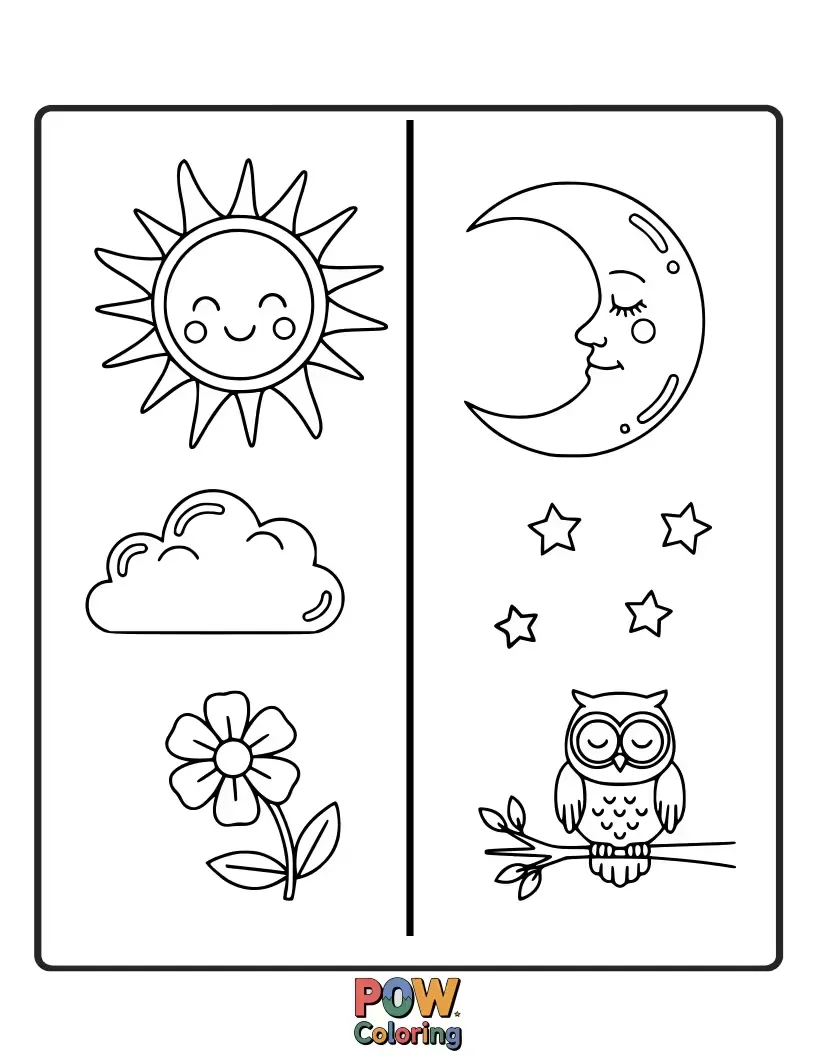 Free coloring page of A radiant firefly illuminating a dark night sky filled with subtle, sleepy shadows.