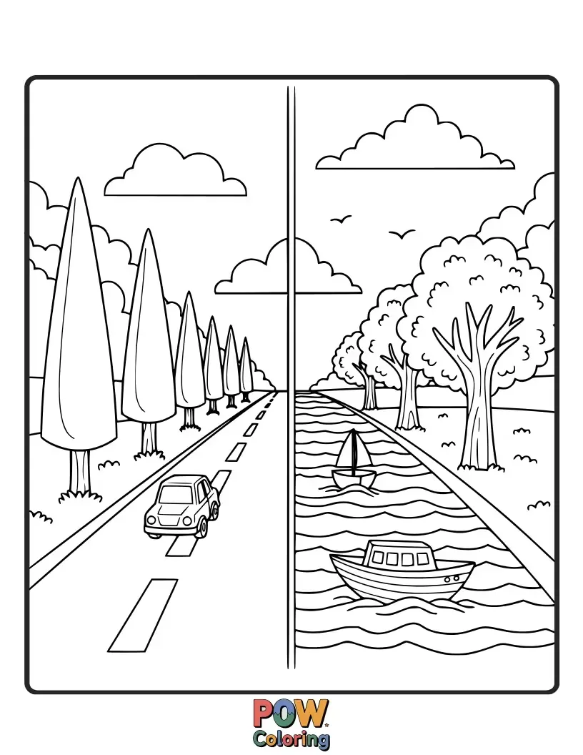 Free coloring page of A perfectly straight, tall sunflower stands beside a whimsical, curly vine with delicate leaves.