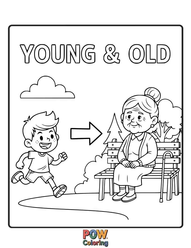 Free coloring page of A playful baby owl learning to fly alongside a wise, hooting elder owl with spectacles.