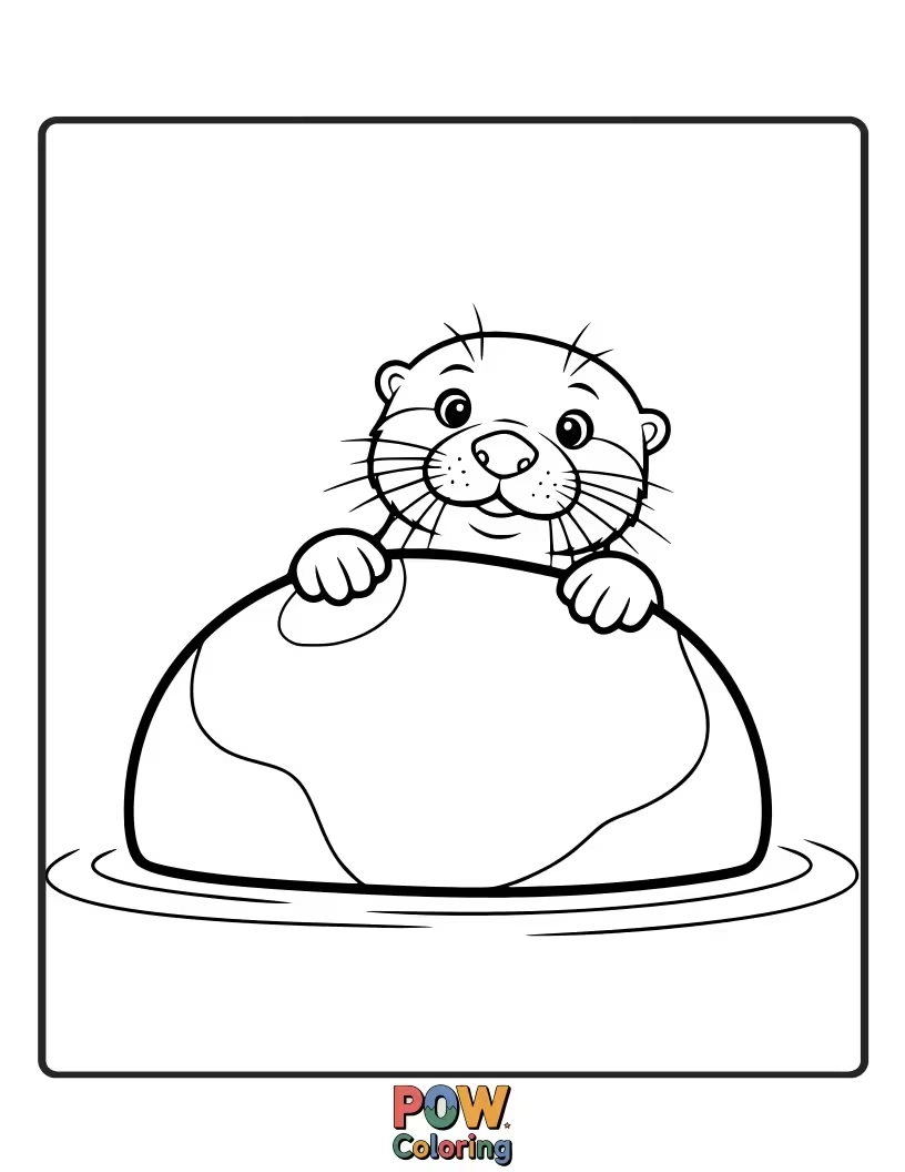 Free coloring page of A curious otter peeking from behind some reeds or bushes. Great for practicing simple outline coloring.