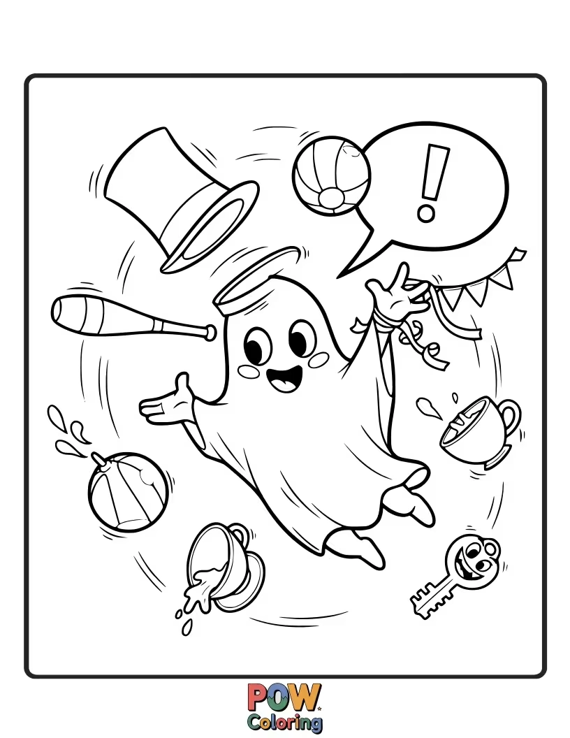 Free coloring page of A transparent phantom is trying to hold a lollipop but keeps phasing through it.