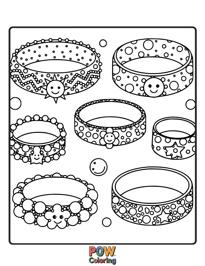 Free coloring page of A simple band adorned with evenly spaced dots, offering a minimalist yet engaging pattern to color. Clean and stylish.