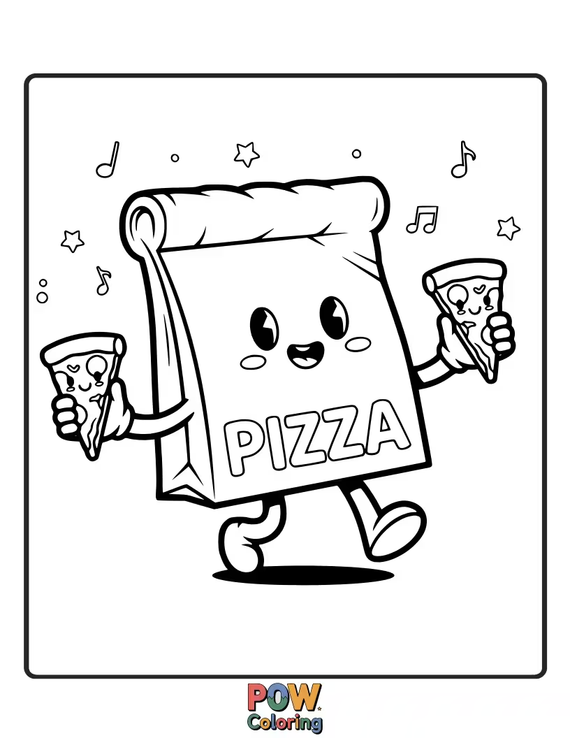 Free coloring page of Funny bags shaped like slices of pizza, ready to be topped with your most delicious and imaginative colors.