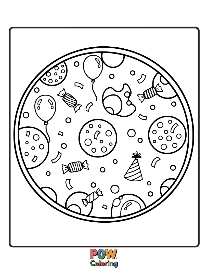 Free coloring page of A lively rug covered in a scattering of playful polka dots. A fun and simple design to color.