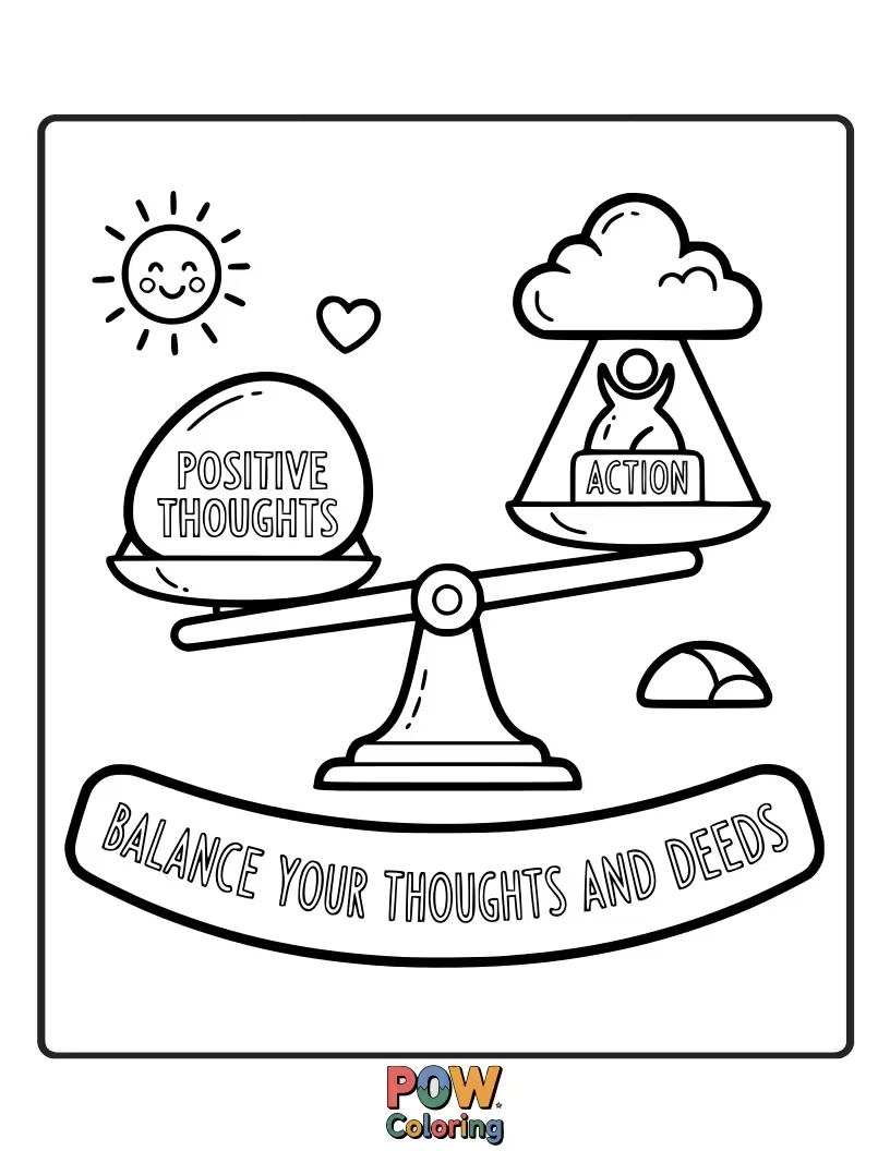 Free coloring page of A yoga pose with a serene smile, encouraging mindfulness and inner equilibrium.