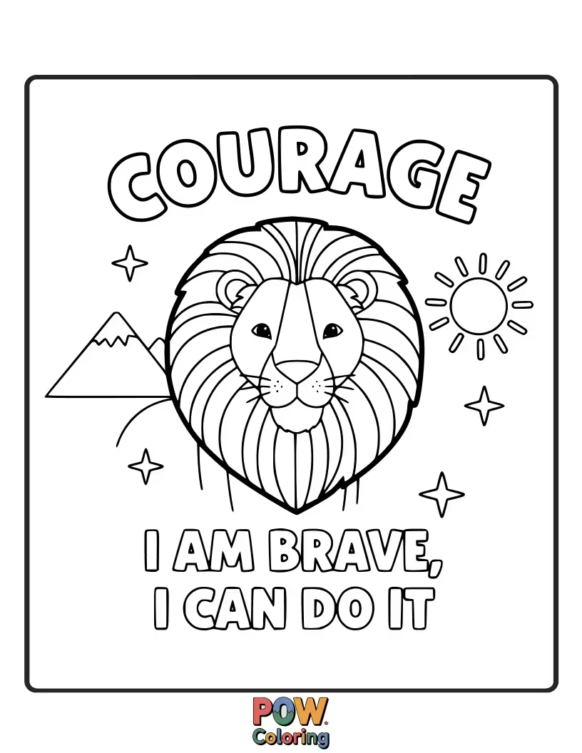 Free coloring page of A brave little owl perched on a branch, ready to face challenges with wisdom and inner fortitude.