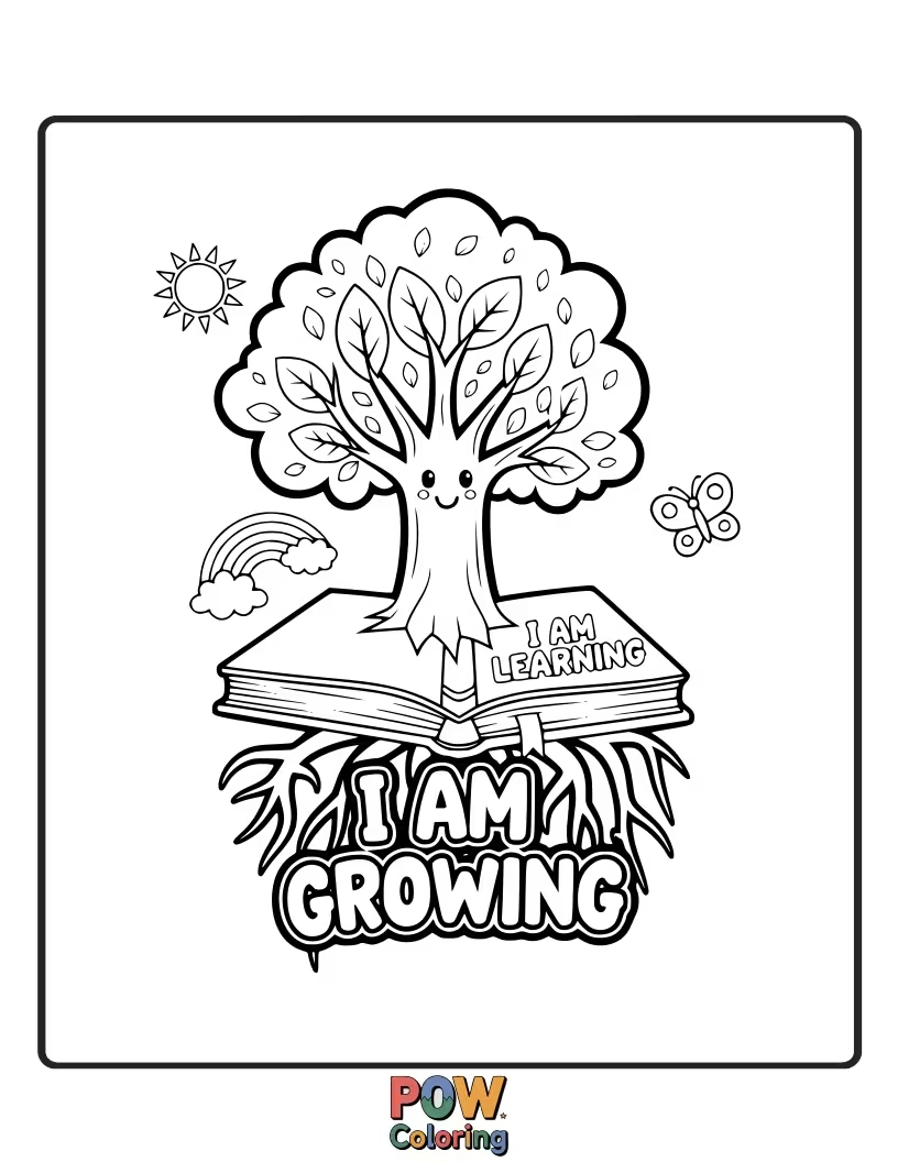Free coloring page of A winding path through a lush forest, representing personal development and reaching new heights.