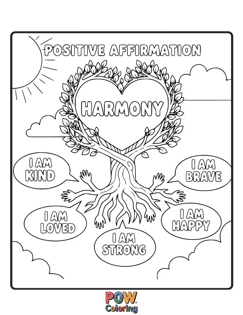 Free coloring page of Intertwined vines and gentle leaves, promoting peace, balance, and finding tranquility within yourself.