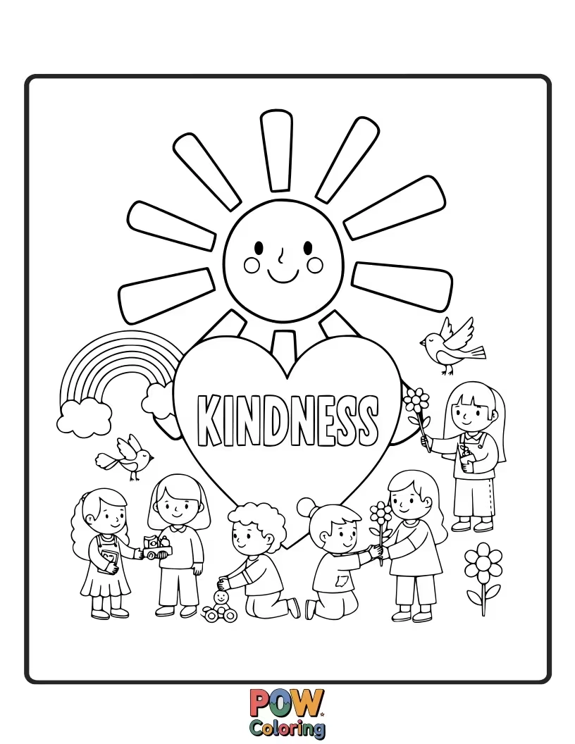 Free coloring page of A gentle hand offering a glowing heart, inspiring compassion for yourself and others.