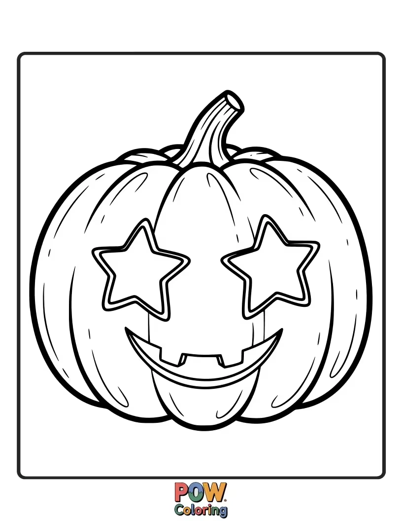 Free coloring page of A magical pumpkin with eyes sparkling like constellations, looking up at the night sky.