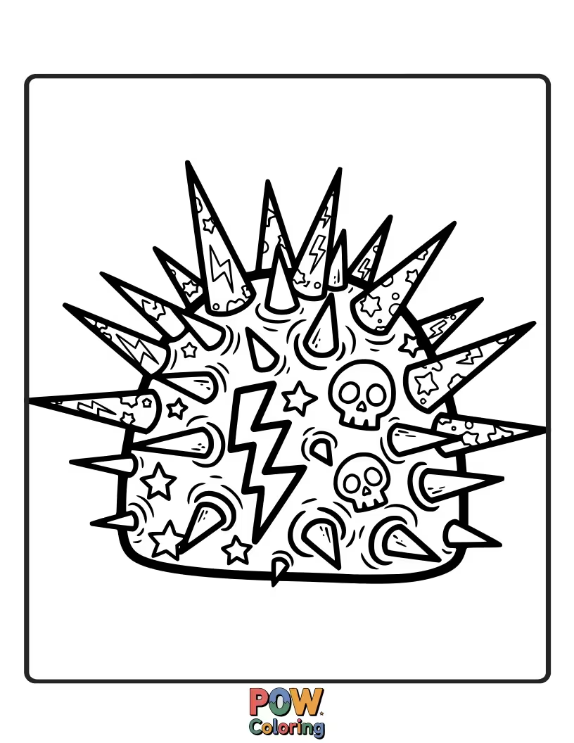 Free coloring page of Edgy, spiky hair with a fun, rebellious spirit.