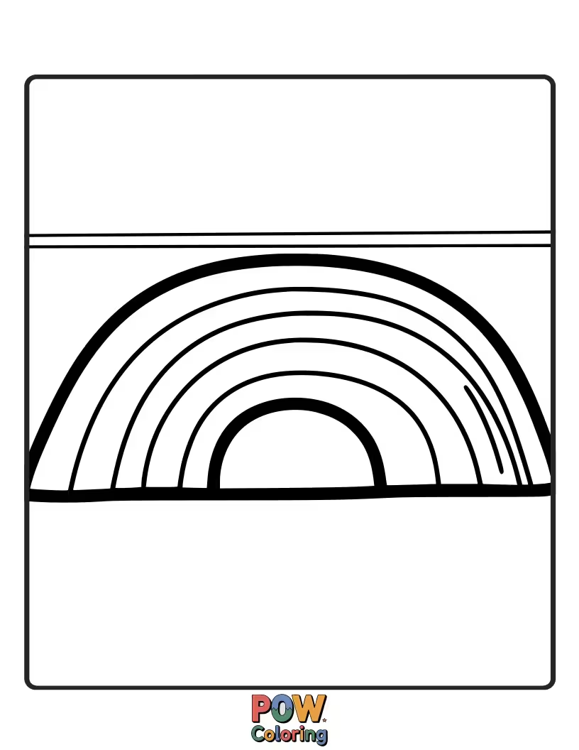 Free coloring page of A rug with a simple, bold rainbow arc. A classic and beautiful design to fill with vibrant colors.