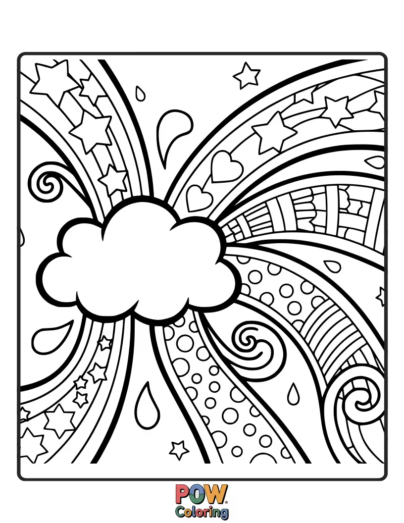 Free coloring page of A hairstyle designed to be filled with vibrant rainbow streaks.