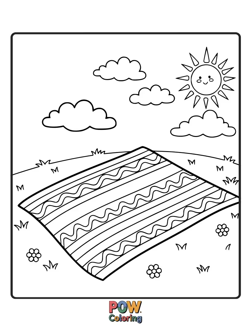 Free coloring page of Bold, colorful stripes forming a cozy blanket, inviting you to fill it with vibrant hues.
