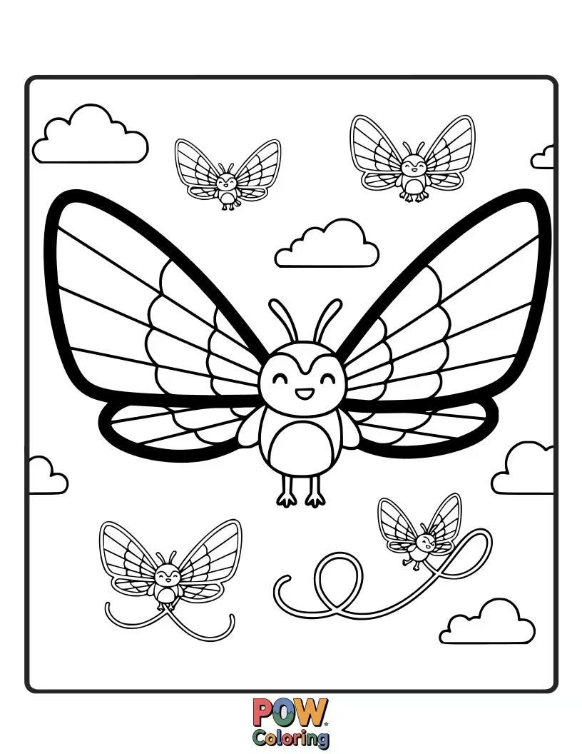 Free coloring page of Birds with stunning, rainbow-colored wings, showcasing a spectrum of vibrant and magical hues.