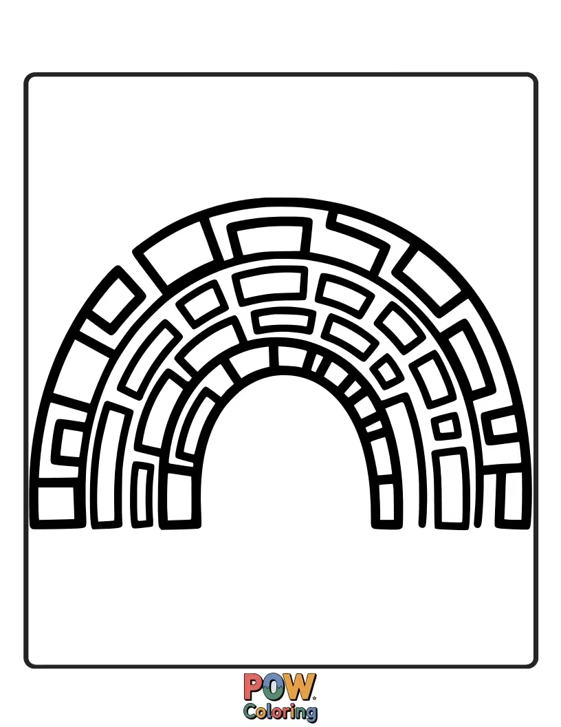 Free coloring page of Color a vibrant rainbow formed by different sized rectangles, celebrating their parallel sides and right angles.