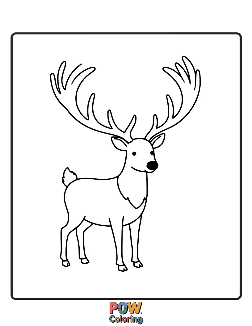 Free coloring page of A majestic reindeer with impressive antlers, a noble creature of the winter forest.